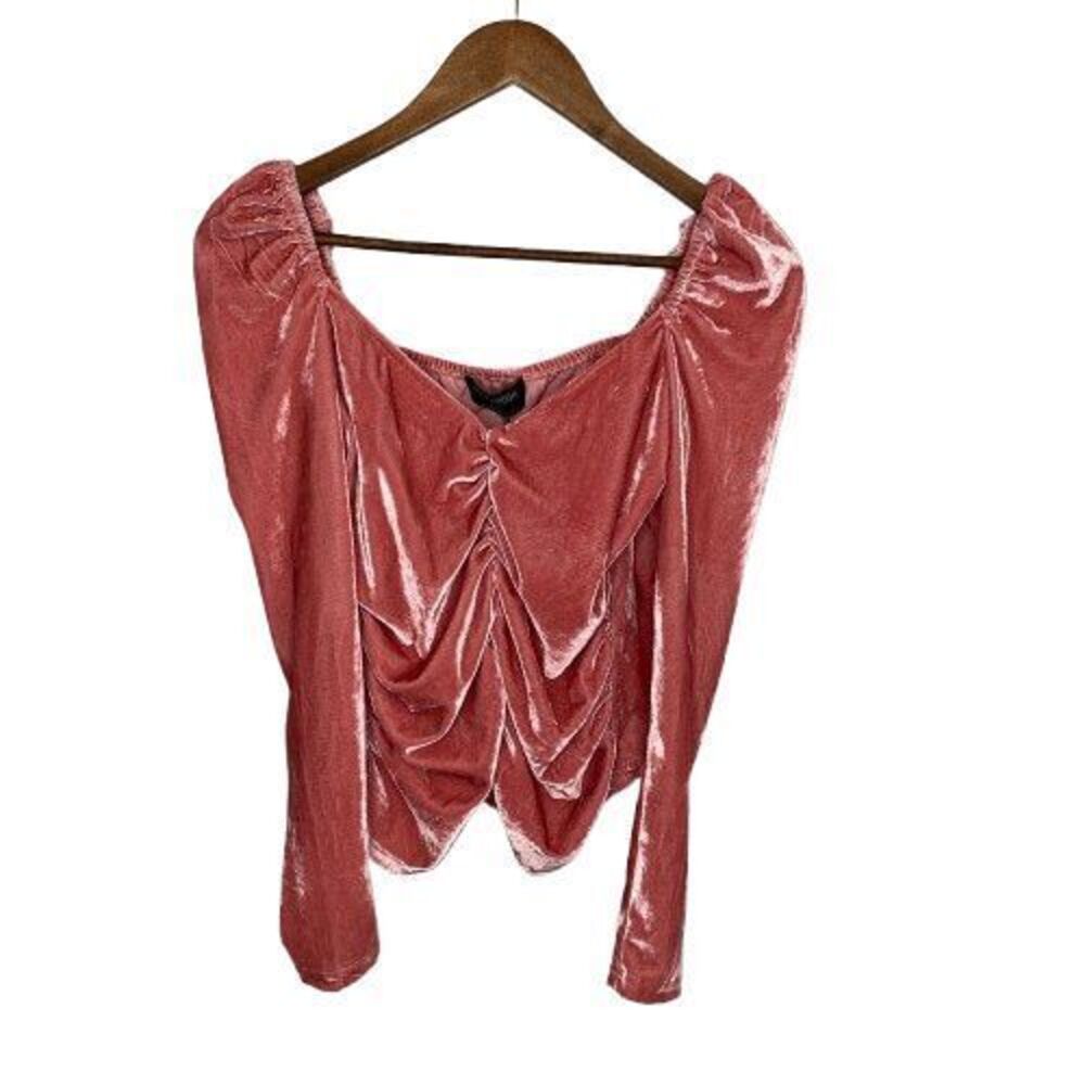 Minkpink Womens Milkmaid Coquette Velvet Top Size M Pink Flirty Fairy Ren Faire